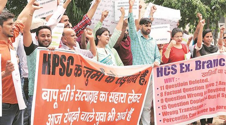 Panchkula: Candidates protest over errors in HPSC exam