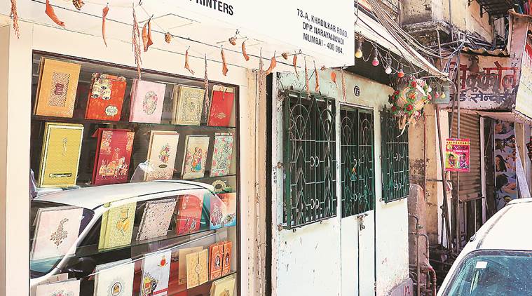 Khadilkar road, card printers, invitation cards, mumbai, mumbai news, mumbai street, indian express