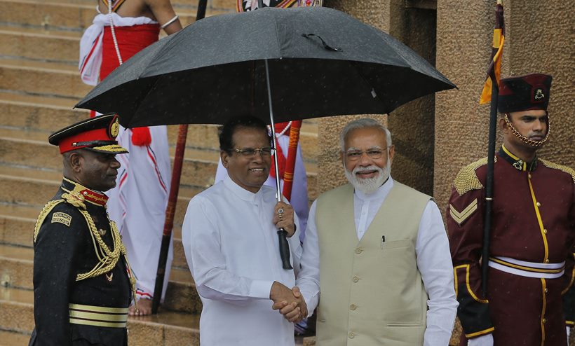 Narendra Modi, Modi in Sri lanka, narendra modi in sri lanka photos, Maitripala Sirisena, Modi meets sirisena, India-Sri Lanka relations, Indian Ocean, India News, Modi Sri Lanka visit, Indian Express