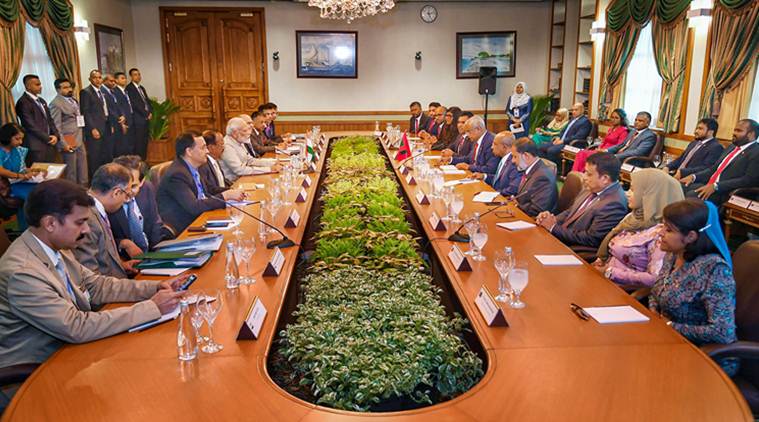 Modi, Modi in Maldives, Modi maldives, modi maldives news, modi in maldives, ibrahim solih, ibrahim solih modi, modi maldives pacts, modi today news, indian express