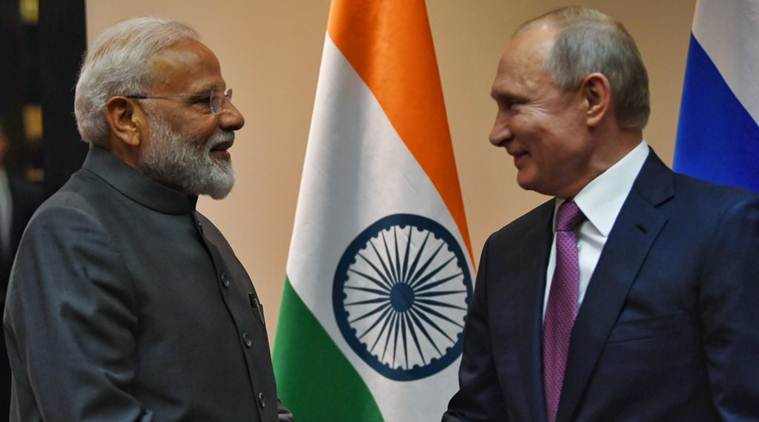 modi, modi in bishkek, sco summit, sco summit 2019, narendra modi Vladimir Putin meeting, Modi russia visit, Indian express