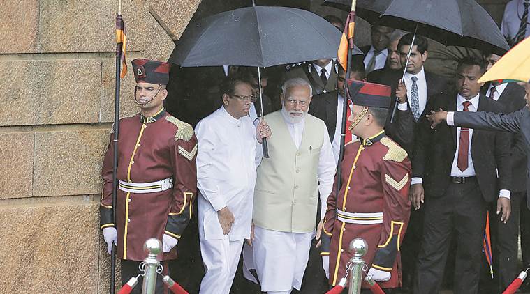 Narendra Modi, Modi Sri Lanka, Modi SriLanka live, Modi in Sri lanka, live updates, Maitripala Sirisena, Modi meets sirisena, India Sri Lanka relations, Indian Ocean, India News, Modi Sri Lanka visit,  Modi news, Indian Express