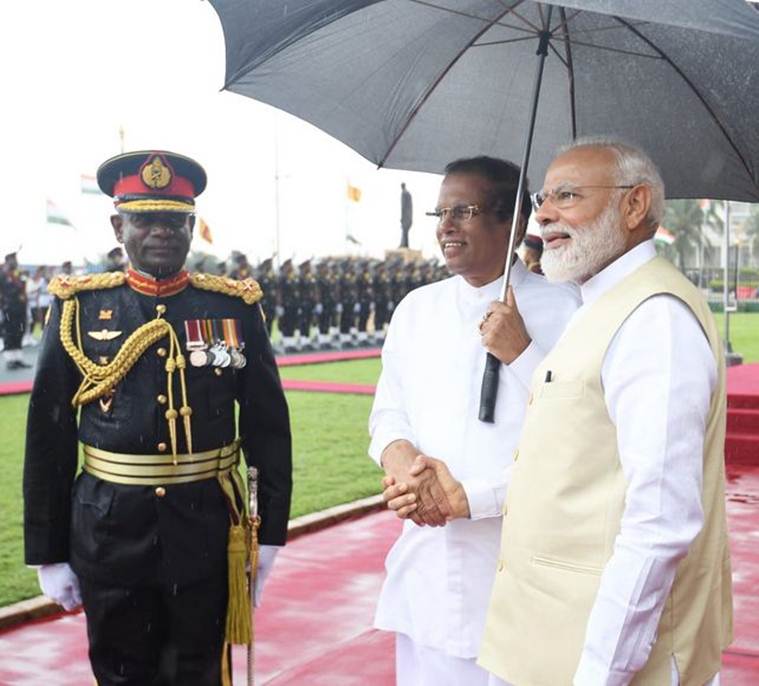 Narendra Modi, Modi Sri Lanka, Modi SriLanka live, Modi in Sri lanka, live updates, Maitripala Sirisena, Modi meets sirisena, India Sri Lanka relations, Indian Ocean, India News, Modi Sri Lanka visit, Indian Express