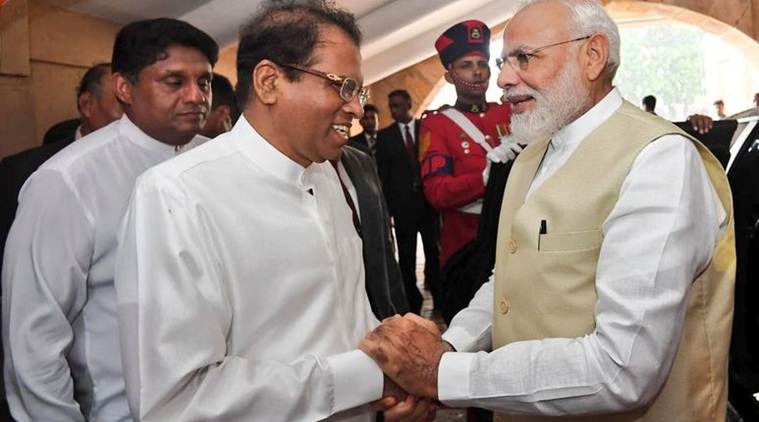 Narendra Modi, Modi Sri Lanka, Modi SriLanka live, Modi in Sri lanka, live updates, Maitripala Sirisena, Modi meets sirisena, India Sri Lanka relations, Indian Ocean, India News, Modi Sri Lanka visit, Indian Express