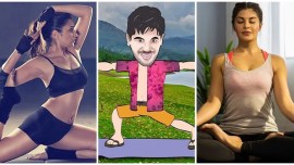 International Yoga Day, Yoga Day, Akshay Kumar, Jacqueline Fernandez, Parineeti Chopra, Hema Malini, Sidharth Malhotra, Tusshar Kapoor, Anupam Kher, Sidharth Malhotra, Farah Khan, Sonu Sood, Vivek Anand Oberoi, International Yoga Day photos, celebs International Yoga Day photos