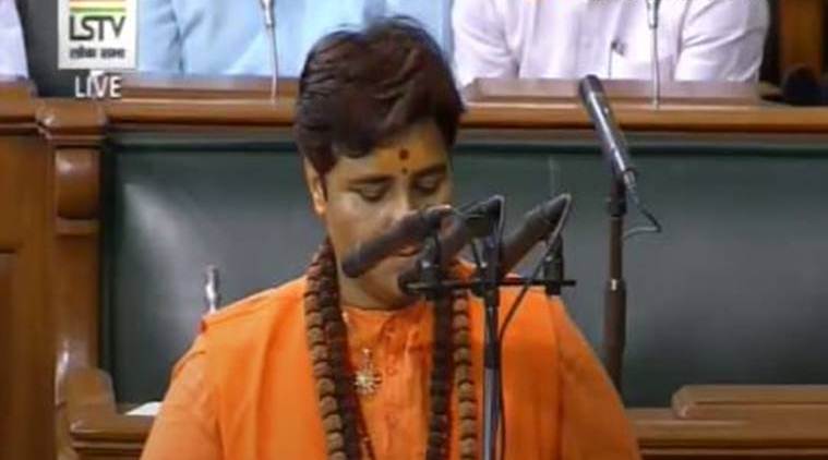 pragya thakur, pragya singh thakur, pragya thakur full name, spiritual guru name, pragya thakur guru name, parliament oath taking, lok sbaha member, parliament session, indian express