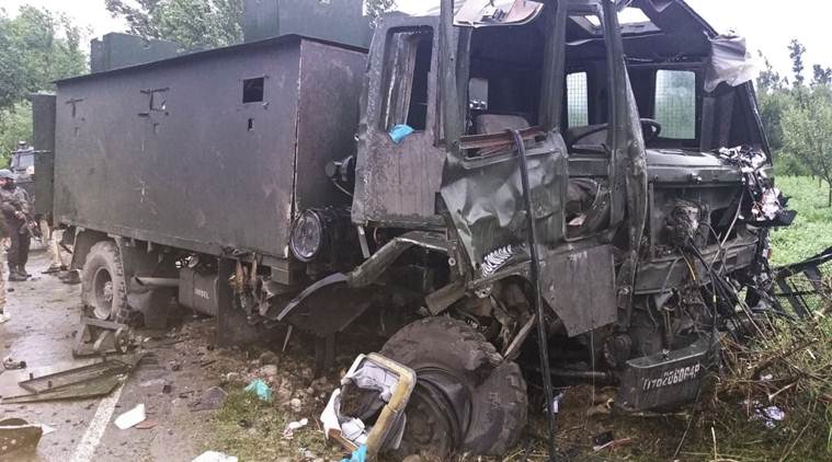 Pulwama attack, Pulwama army attacked, south kashmir attacks, indian army, army vehicle attacked, army vehicle attacked in J&K, jammu and kashmir, army vehicle attacked in pulwama, pulwama, J&K news, ied attack in pulwama, ied attack on army vehicle in pulwama