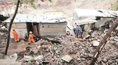 pune wall collapse, compound wall collapse, wall collapse pune, alcon landmarks, alcon landmarks pune, construction, labourers, housing society, builders, residents, pune news, indian express news