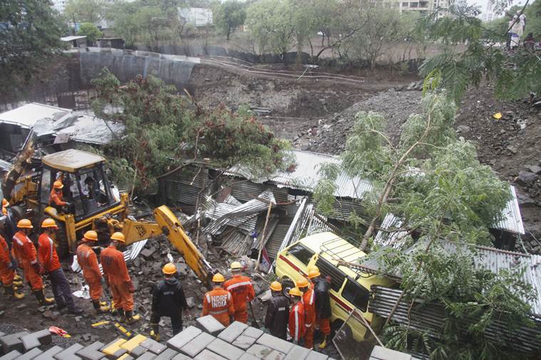 construction website wall collapses