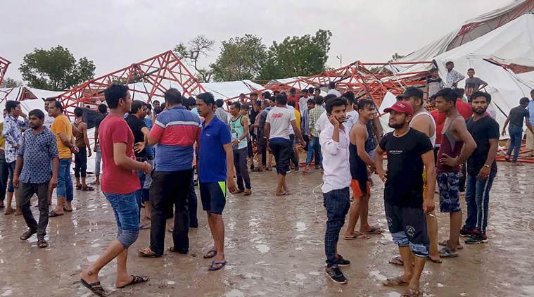 barmer pandal collapse, pandal collapse barmer, barmer pandal collapse death, ashok gehlot, rajasthan pandal collapse, pandal collapse barmer death, pm modi rajasthan pandal collapse, ashok gehlot, india news