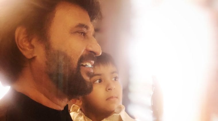   Rajinikanth with grandson Ved 