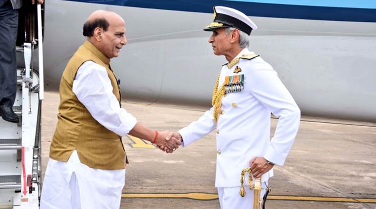 Rajnath Singh, Rajnath Singh, Eastern Naval Command, Indian Navy, Defence Minister, INS Dega, India News, Indian Express