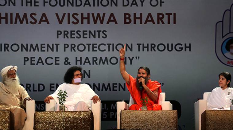 baba ramdev, ramdev in mumbai, World Environment Day, Ahimsa Vishwa Bharati, Sadhguru Jaggi Vasudev, Acharya Lokesh, B.K.Shivani