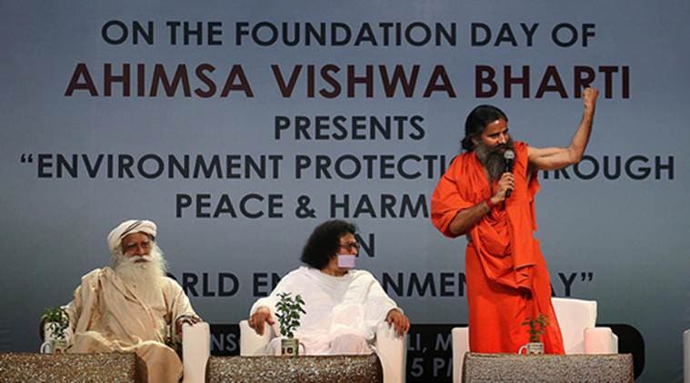 baba ramdev, ramdev in mumbai, World Environment Day, Ahimsa Vishwa Bharati, Sadhguru Jaggi Vasudev, Acharya Lokesh, B.K.Shivani
