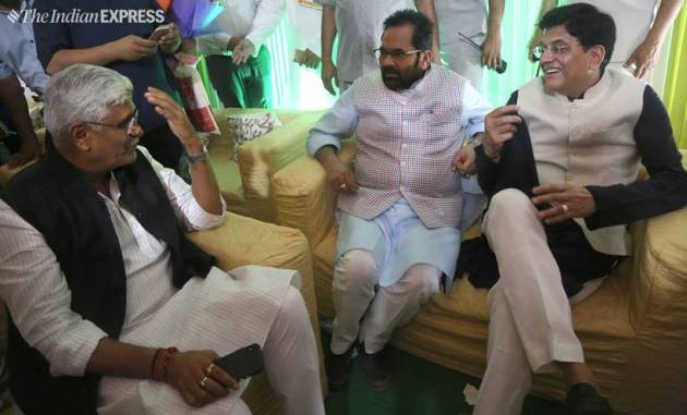 eid celebration, eid-ul-fitr, eid party, shahnawaz hussain, mukhtar abbas naqvi, nirmala sitharaman, piyush goyal, rajnath singh, l k adwani, manoj tiwari, ramvilas paswan, india news, indian express