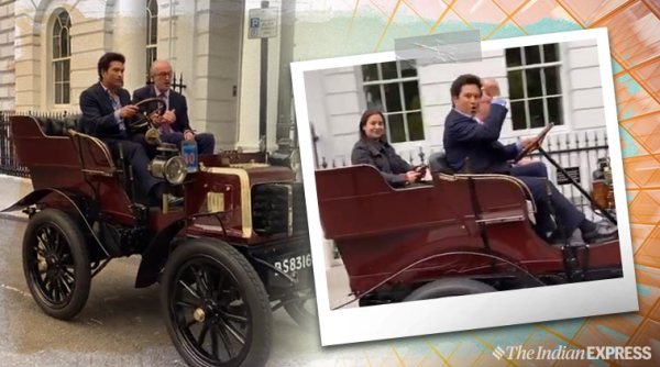 Sachin tendulkar, Sachin tendulkar vintage car, world cup, icc world cup 2019, viral video, trending, indian express, indian express news