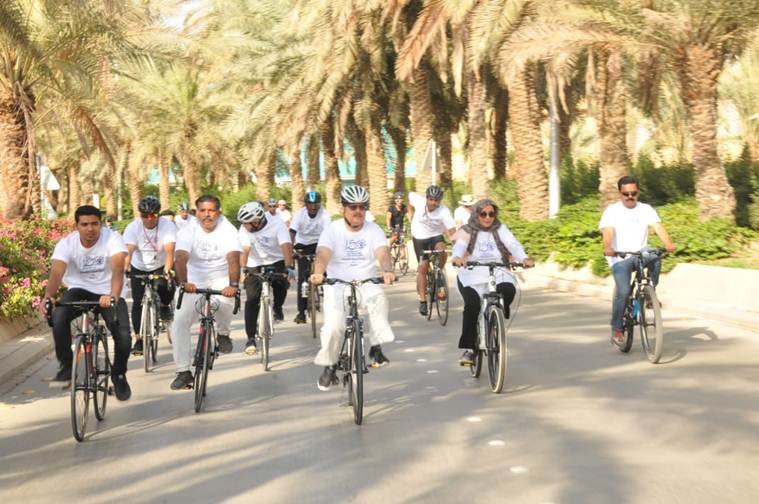 india saudi arabia, mahatma gandhi, indian embassy in saudi arabia, india in saudi arabia, saudi arabia in india, india saudi arabia relations, cycle rally in saudi arabia, world news, india news, Indian Express