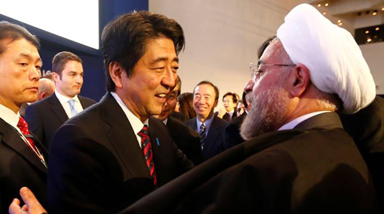 Shinzo Abe, Shinzo Abe Iran visit, Japan, Iran, United States, Iran sanctions, crude oil, Hassan Rouhani, Indian Express