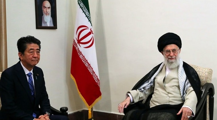 iran, khamenei, Ayatollah ali Khamenei, shinzo abe, khamenei shinzo abe, shinzo abe in iran, iran us ties, iran us relations, us sanctions iran, us iran nuclear talks, japan iran ties, japan iran relation, tehran, world news, latest news, indian express news