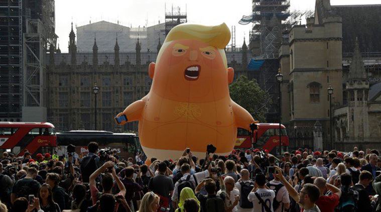 Donald Trump Fan Stabs Baby Trump Blimp In London And Cuts Herself In Process Trending News The Indian Express