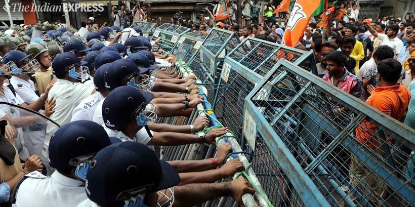 NRS hospital kolkata west bengal, bengal protests, bengal BJP protest, BJP protest in Bengal, Bengal clashes, Bengal violence, bengal news, Indian Express