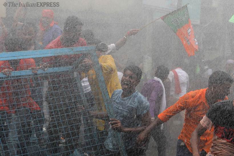NRS hospital kolkata west bengal, bengal protests, bengal BJP protest, BJP protest in Bengal, Bengal clashes, Bengal violence, bengal news, Indian Express