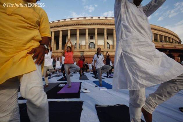 yoga day, yoga day 2019, yoga day photos. yoga day picture, 2019 Yoga day, Yoga day Modi, international yoga day, international yoga day 2019, international yoga day 2019 live streaming, international yoga day 2019 speech, international yoga day 2019 narendra modi, narendra modi, narendra modi speech, yoga day 2019, yoga day speech, happy yoga day, indian express