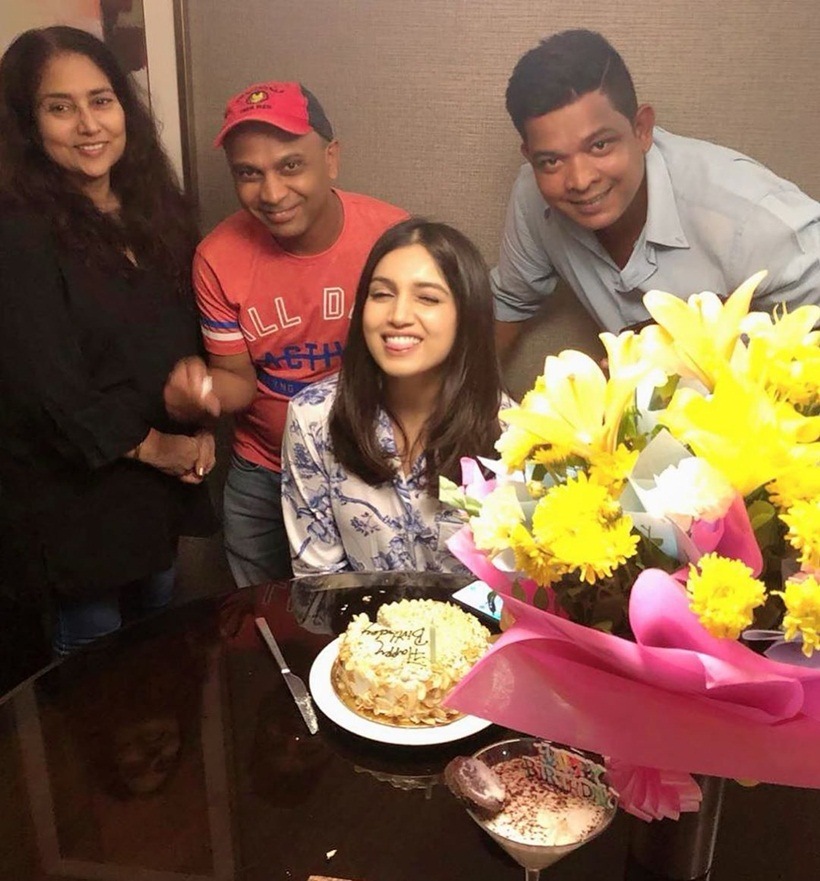 bhumi pednekar celebrates with team