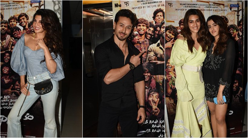 Tiger shroff, kriti sanon and jacqueline fernandez at super 30 screening