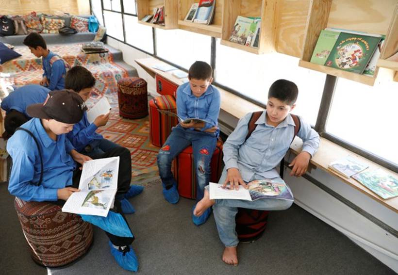 mobile library, mobile bus library, library in bus, kabul mobile bus library, afghanistan bus library, library-on-wheels, library-on-wheels kabul, library-on-wheels afghanistan, world news, indian express