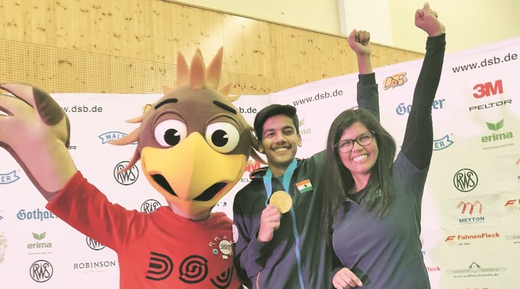  Junior Shooting World Cup, Shooting world cup, Junion shooting world cup, Aishwarya Tomar, Aishwarya Tomar Gold, Aishwarya Pratap Singh Tomar Shooter, Indian Express