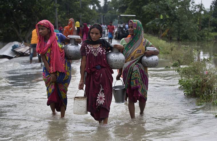 kerala floods, bihar floods, indianexpress.com, indianexpress, northeast floods, water shortage, disinfectants,