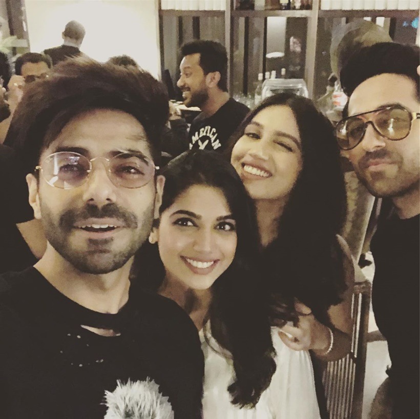 bhumi pednekar, Ayushmann Khurrana, bhumi pednekar birthday, bhumi pednekar birthday celebration, Pati Patni Aur Woh, Pati Patni Aur Woh sets, Kartik Aaryan, Ananya Panday, Samiksha Pednekar, Aparshakti Khurana, bhumi pednekar birthday party photos, bhumi, bhumi photos, bhumi pednekar age