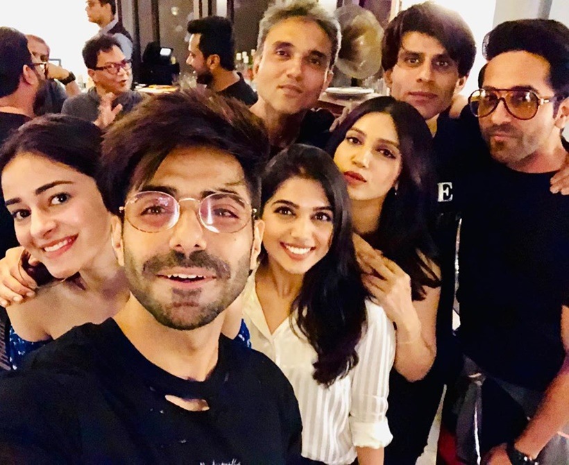 bhumi pednekar, Ayushmann Khurrana, bhumi pednekar birthday, bhumi pednekar birthday celebration, Pati Patni Aur Woh, Pati Patni Aur Woh sets, Kartik Aaryan, Ananya Panday, Samiksha Pednekar, Aparshakti Khurana, bhumi pednekar birthday party photos, bhumi, bhumi photos, bhumi pednekar age