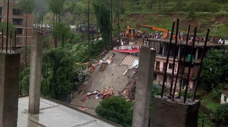 himachal building collapse, shimla, solan, solan building collapse, rain, death toll, rescue operation, indian army, police, cprf, ndrf, indian express news