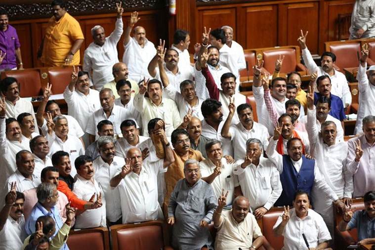 congress jds lose trust vote, karnataka floor test, Kumaraswamy, Kumaraswamy trust vote, karnataka trust vote, Yeddyurappa, karnataka floor test results, floor test in karnataka, floor test karnataka 2019, karnataka govt crises, karnataka news, karnataka mla resign, Indian express