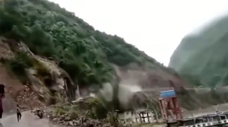 China, China landslide video, China landslide video, China rain, landslide video china, indian express, latest news