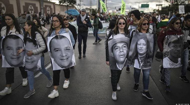 Thousands protest against activist slayings in Colombia
