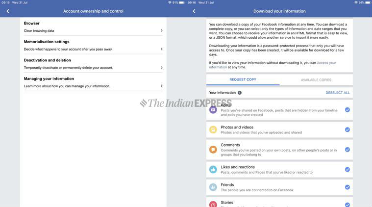 How To Deactivate Or Permanently Delete Your Facebook Account In Simple Steps Technology News The Indian Express