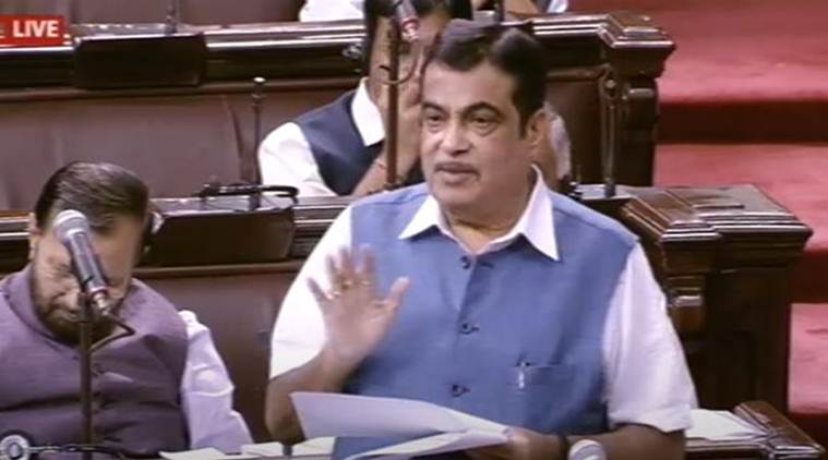 Union Transport Minister Nitin Gadkari speaking over the Bill in Rajya Sabha (RSTV grab)