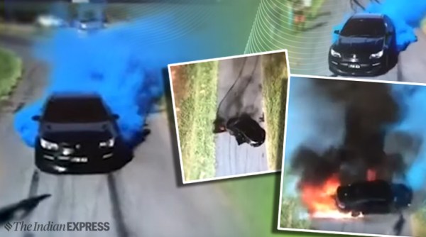 gender reveal, gender reveal gone wrong, car bursts flames, car fire, Australia, Australian gender reveal, viral video, trending, indian express, indian express news
