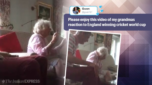 ICC world cup 2019, world cup 2019, eng vs nz, nz vs eng world cup, grandma fan world cup, england elderly fan, funny videos, adorable videos, trending, grandmother excited for wc final, latest trending,viral videos, trending globally, indian express