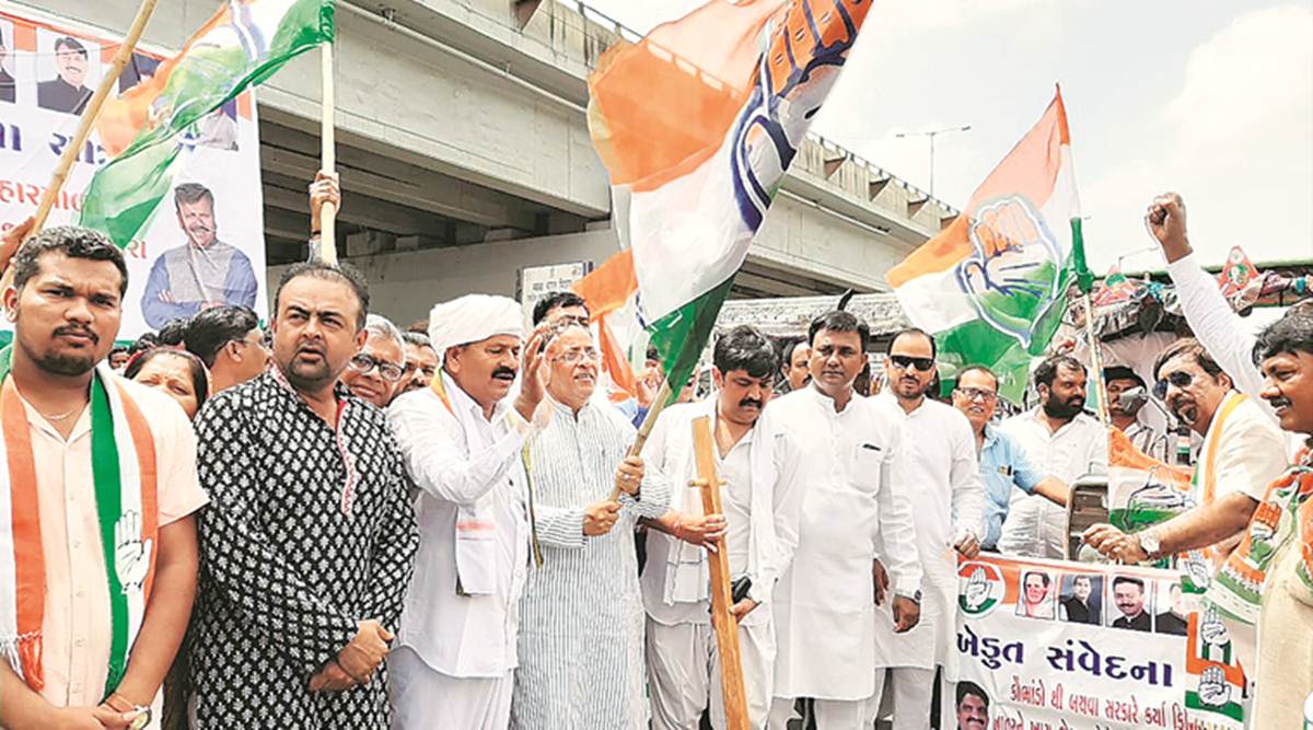 Gujarat: Congress takes out march to protest against groundnut adulteration  | India News,The Indian Express