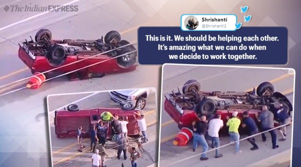 Trending, Road side rescue video, Viral resuce video, Illionis road side rescue, Viral video, Illionis viral road side rescue, Social Media viral videos Indian Express