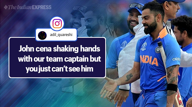   virat kohli, john cena, virat meeting cena, world cup 2019, john cena memes, 