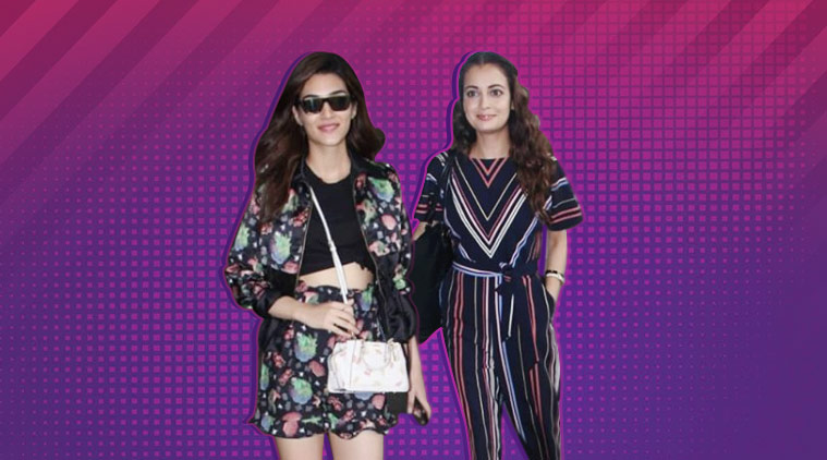 airport fashion, celeb airport look, dia mirza, kriti sanon, indian express
