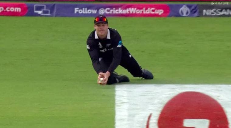 Lockie Ferguson took a fantastic diving low catch to get rid off England captain Eoin Morgan in the 24th over of England’s innings