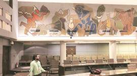 who building, who building razed, m f husain mural, delhi who bulding, delhi, delhi news, indian express