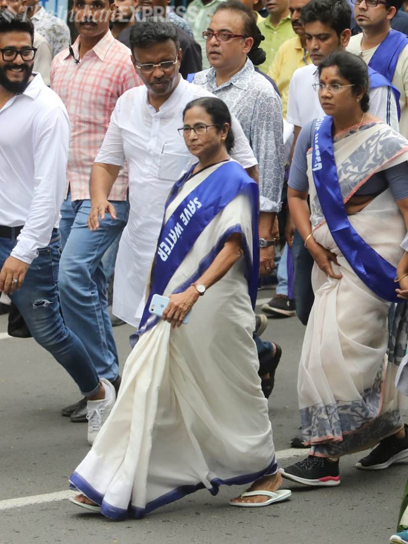 Mamata Banerjee, Mamata Banerjee rally, save water day, save water-save life rally, Mamata Banerjee padayatra, water conservation, water crisis, Kolkata, Indian Express news