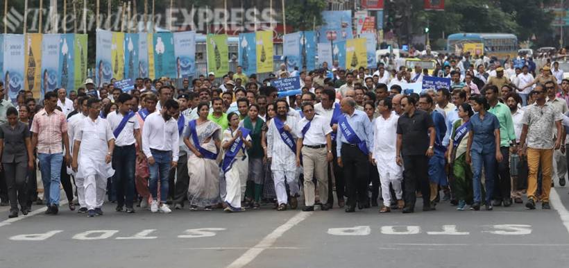 Mamata Banerjee, Mamata Banerjee rally, save water day, save water-save life rally, Mamata Banerjee padayatra, water conservation, water crisis, Kolkata, Indian Express news